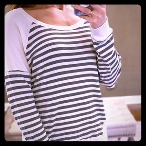 MICHAEL STARS striped hi-lo thermal tee